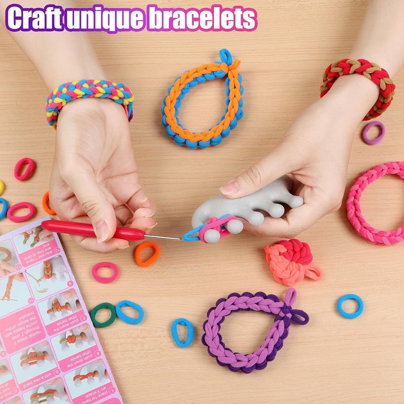 FUNiOi Kids Art and Craft Kit, Rubber Band Bracelet Make Toy, Cat Weaving Comb, 1000+ Colorful Hair Ties, DIY, Organizer Case, Gift for Girls 7-12 Years - Image 4